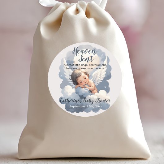 Heaven schickte Angel Baby in Clouds Babydusche Runder Aufkleber