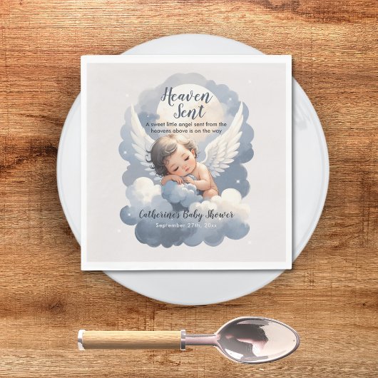 Heaven schickte Angel Baby in Clouds Babydusche Serviette