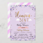 Heaven schickte Mädchen lila Einladung (Vorne/Hinten)