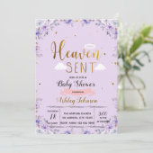 Heaven schickte Mädchen lila Einladung (Stehend Vorderseite)