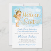 Heaven Sent Angel Boy Baby Dusche Einladung (Vorderseite)