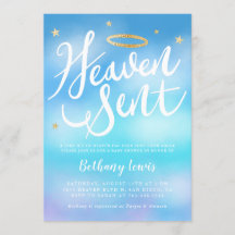 Heaven Sent Angel Gold Halo Blue Baby Dusche