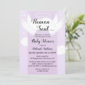 Heaven Sent Angel Wings Baby Dusche Einladung (Stehend Vorderseite)