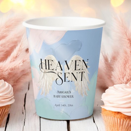 Heaven Sent Angel Wings Pastel Baby Dusche Pappbecher