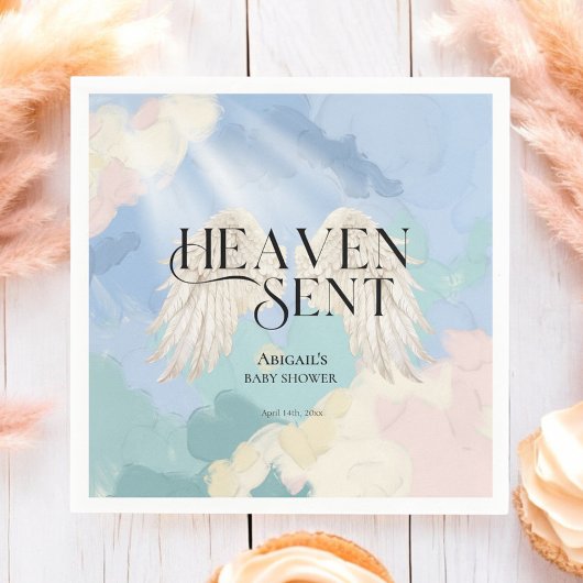 Heaven Sent Angel Wings Pastel Baby Dusche Serviette