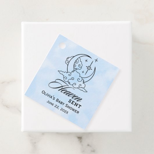 Heaven Sent Baby Dusche Blue Moon Stars Geschenkanhänger (Beispiel)