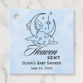 Heaven Sent Baby Dusche Blue Moon Stars Geschenkanhänger (Vorderseite)