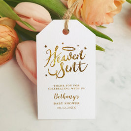 Heaven Sent Baby Dusche Gefallen Gold Glitzer Geschenkanhänger