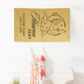 Heaven Sent Baby Dusche Gold Moon Stars Banner (Insitu)
