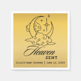 Heaven Sent Baby Dusche Gold Moon Stars Serviette