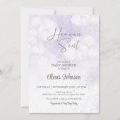 Heaven Sent Baby Dusche Lila Einladung (Vorderseite)