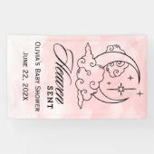 Heaven Sent Baby Dusche Rosa Moon Stars Banner (Horizontal)