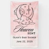 Heaven Sent Baby Dusche Rosa Moon Stars Banner (Vertikal)