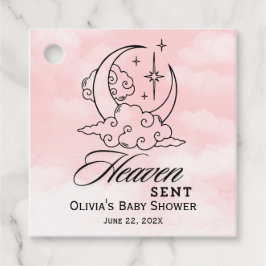 Heaven Sent Baby Dusche Rosa Moon Stars Geschenkanhänger