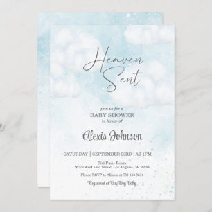 Heaven Sent Baby Shower (Boy) Einladung