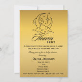 Heaven Sent Baby Shower Gold Moon Stars Einladung (Vorderseite)
