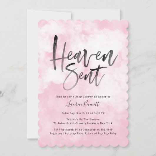 Heaven Sent | Babyparty | Pink Einladung (Vorderseite)