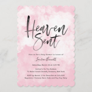 Heaven Sent   Babyparty   Pink Einladung