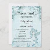 Heaven Sent Bear Angel Baby Dusche Einladung (Vorderseite)