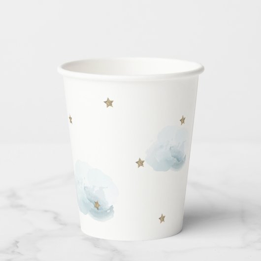 Heaven Sent Blue Cloud Boy Baby Dusche Pappbecher (Rückseite)