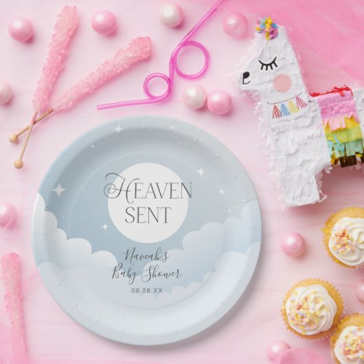 Heaven Sent Blue Clouds Baby Dusche Pappteller (Party)