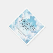Heaven Sent Blue Clouds Individuelle Name Baby Dus Serviette (Ecke)