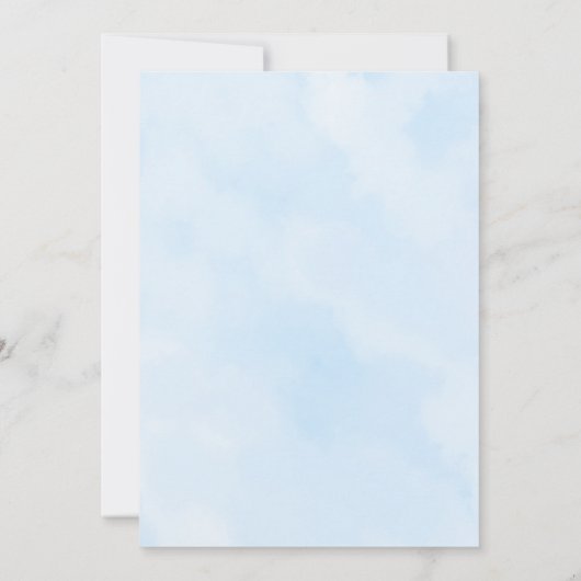 Heaven Sent Blue Elephant Baby Dusche Einladung (Rückseite)