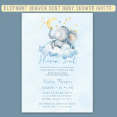 Heaven Sent Blue Elephant Baby Dusche Einladung