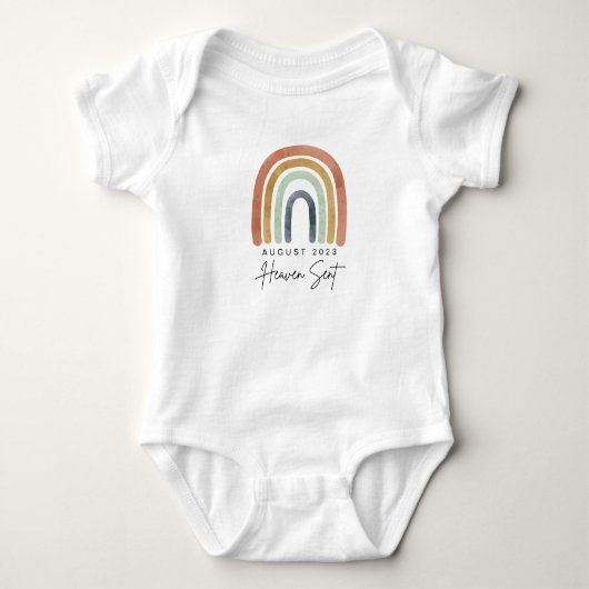 Heaven Sent Boho Rainbow Baby Ankündigung Onsie Baby Strampler (Vorderseite)