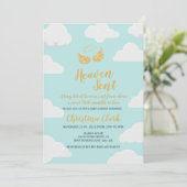 Heaven Sent Boy Baby Dusche Einladung (Stehend Vorderseite)