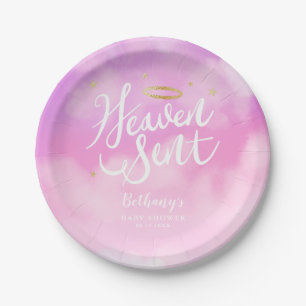 Heaven Sent Christlich Theme Baby Dusche Pink Pappteller
