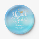 Heaven Sent Christlich Theme Blue Baby Dusche Pappteller (Vorderseite)