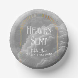 Heaven Sent Clouds Golden Neutral Baby Dusche Pappteller