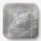 Heaven Sent Clouds Golden Neutral Baby Dusche Pappteller (Vorderseite)