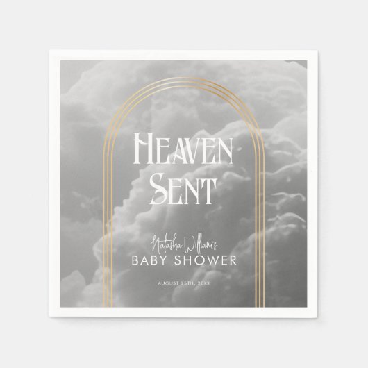Heaven Sent Clouds Golden Neutral Baby Dusche Serviette (Vorderseite)