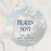 Heaven Sent Clouds Sky Boho Arch Baby Dusche Geschenkanhänger (Rückseite)