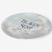 Heaven Sent Clouds Sky Boho Arch Baby Dusche Pappteller (Schrägansicht)