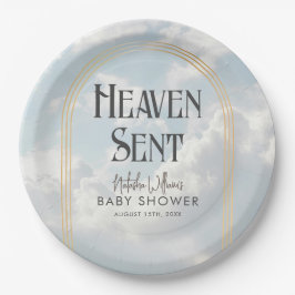 Heaven Sent Clouds Sky Boho Arch Baby Dusche Pappteller