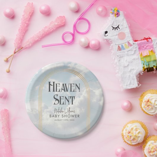 Heaven Sent Clouds Sky Boho Arch Baby Dusche Pappteller (Party)