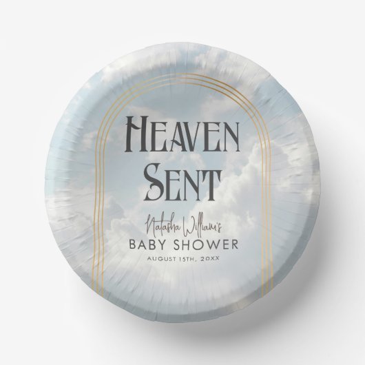 Heaven Sent Clouds Sky Boho Arch Baby Dusche Pappteller (Vorderseite)