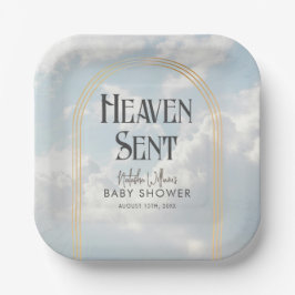 Heaven Sent Clouds Sky Boho Arch Baby Dusche Pappteller