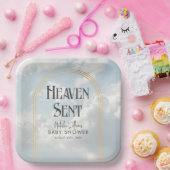Heaven Sent Clouds Sky Boho Arch Baby Dusche Pappteller (Party)