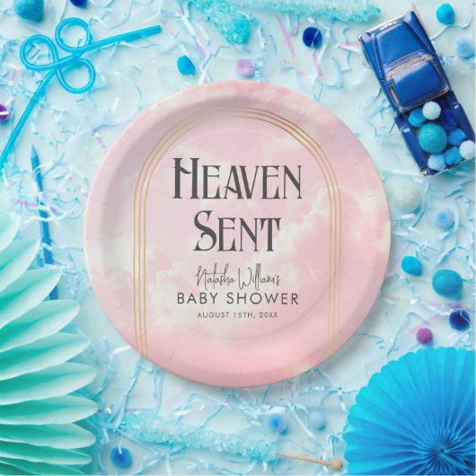 Heaven Sent Clouds Sky Boho Arch Baby Dusche Pappteller (Party)