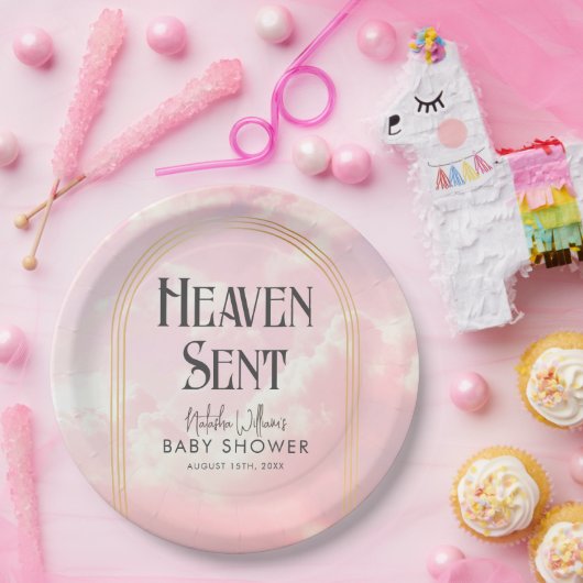 Heaven Sent Clouds Sky Boho Arch Baby Dusche Pappteller (Party)
