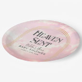 Heaven Sent Clouds Sky Boho Arch Baby Dusche Pappteller (Schrägansicht)