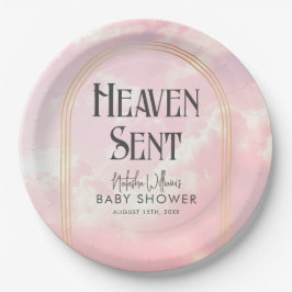 Heaven Sent Clouds Sky Boho Arch Baby Dusche Pappteller