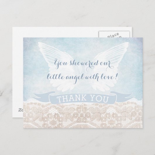 Heaven Sent Dankeschön Hinweis Baby Dusche Kommuni Postkarte (Vorne/Hinten)