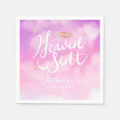 Heaven Sent Elegant Baby Dusche Rosa Serviette (Vorderseite)