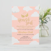Heaven Sent Girl Baby Dusche Einladung (Stehend Vorderseite)