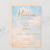 Heaven Sent Gold Gender Neutral Baby Dusche Einladung (Vorne/Hinten)